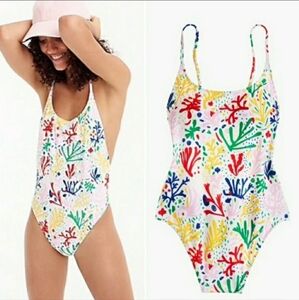 NWT J. Crew Coral Printed Newport Playa Swimsuit in Size L